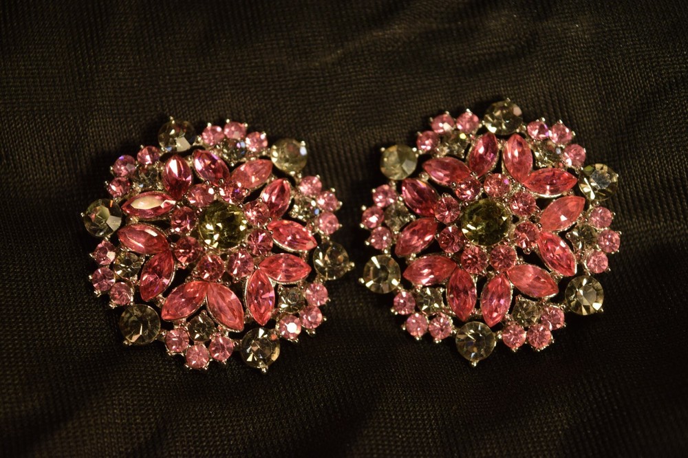Large TRIFARI Earrings & Broach pink