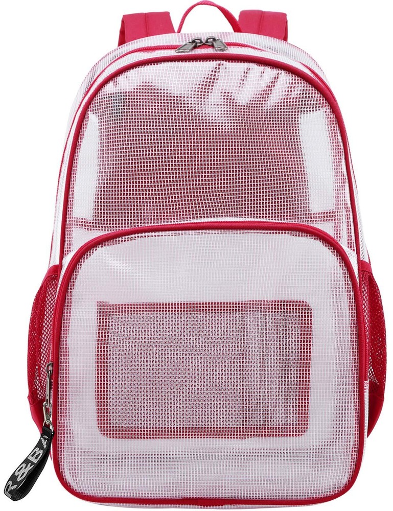 Heavy Duty Clear Backpack Durable Multi-Pockets See Through Student School Bo...