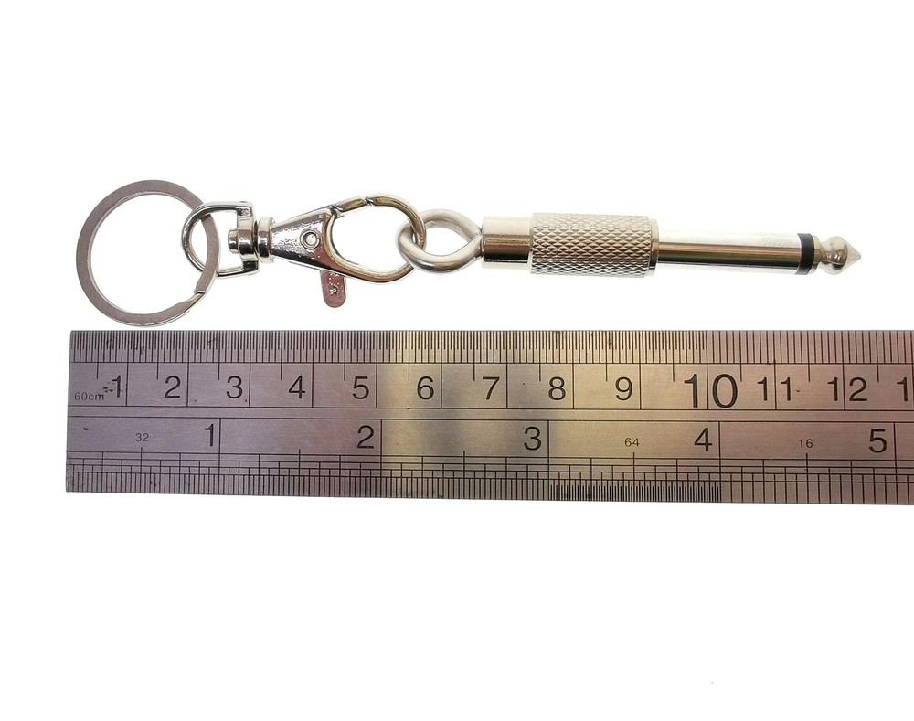 Cooplay 4pcs Guitar Plug Keychains KeyRings for Wall Mountable Small, Silver