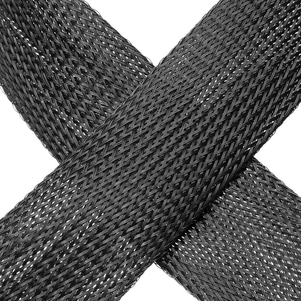PET Braided Cable Sleeving, 25 FT Black Expandable Wire Cable Sleeving