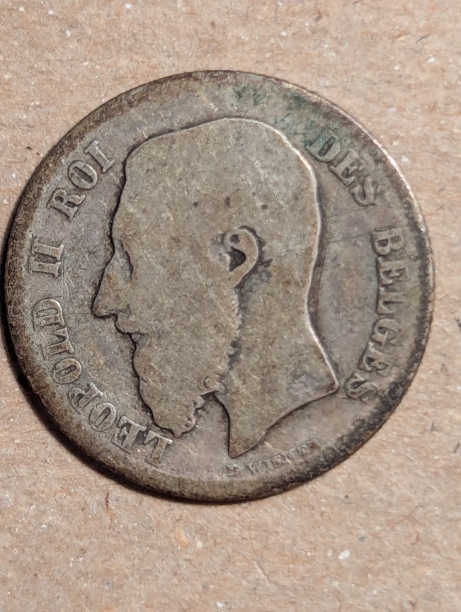1866-1886 Belgian 50 Centimes Silver