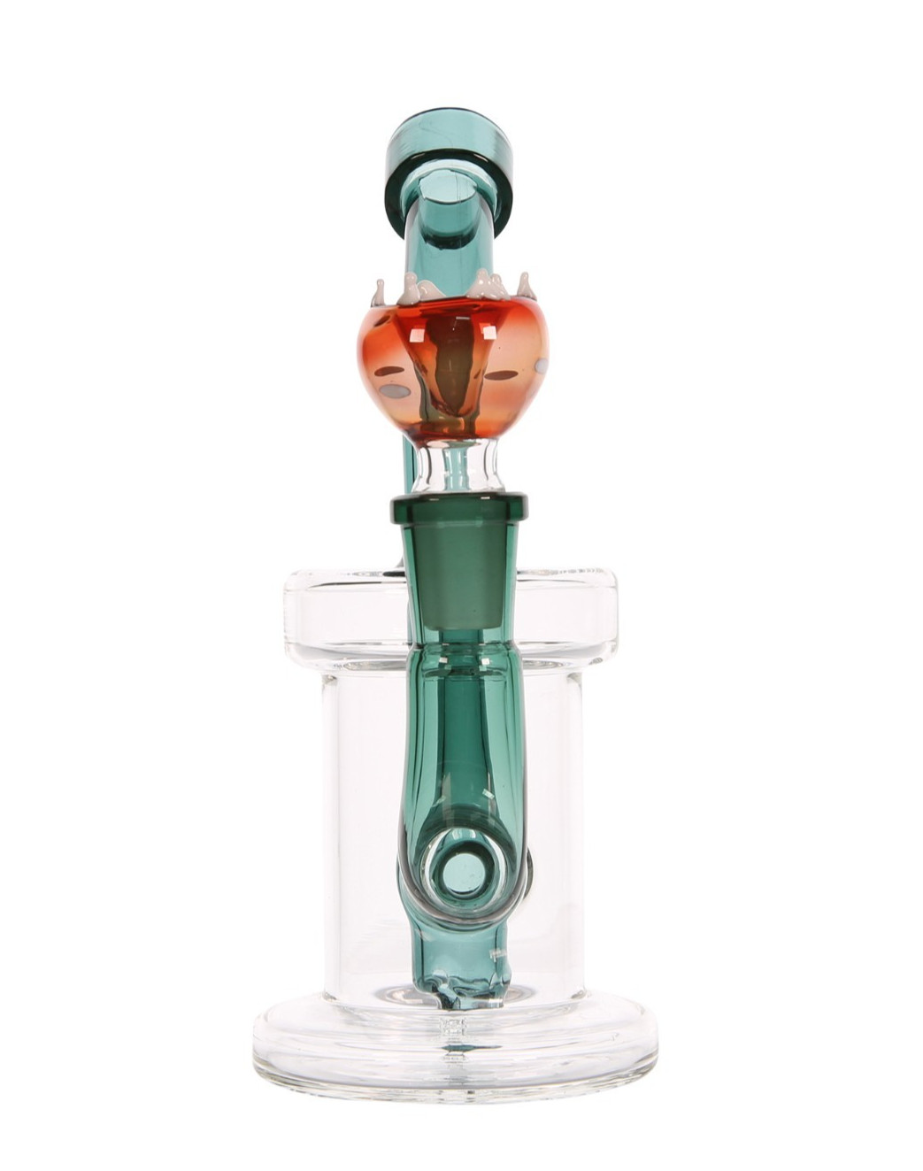 7” Bent Neck Glass Water Pipe Venus Fly Trap Design +14mm Bowl (Green Red/White)