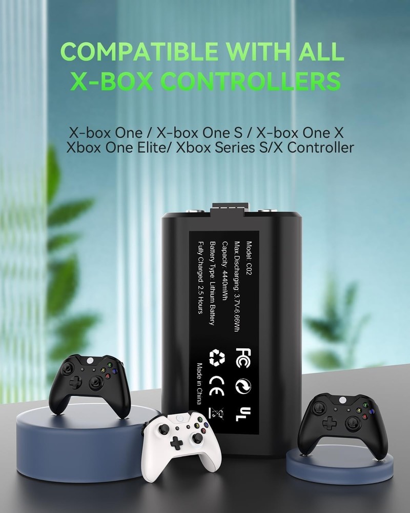 Rechargeable Dual Battery Pack for X-box: Play & Charge Simultaneously, 2 Pack