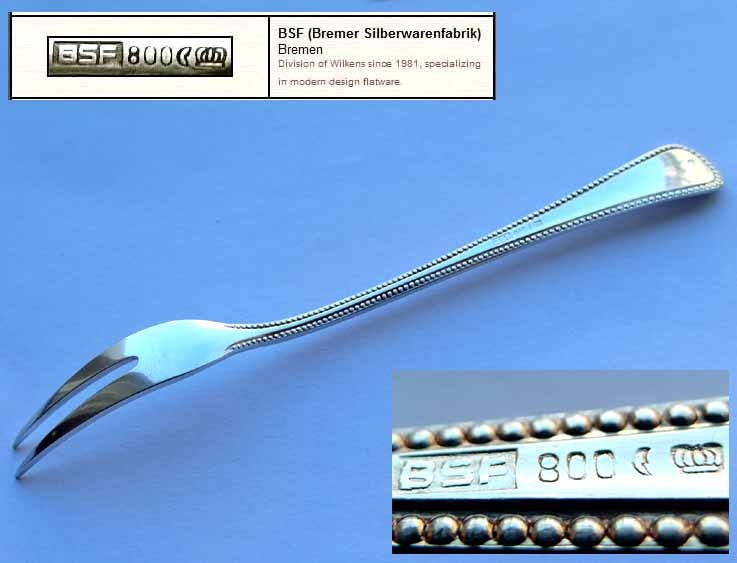 Serving Fork/Serving Fork , Beaded Edge Decor, BSF, 800er Silver F282