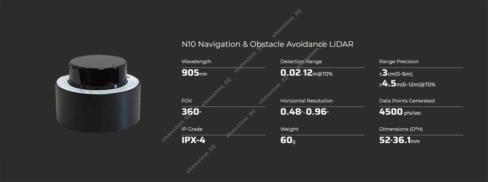 N10 360°2D Detection LiDAR for Precise Positioning & Obstacle Avoidance