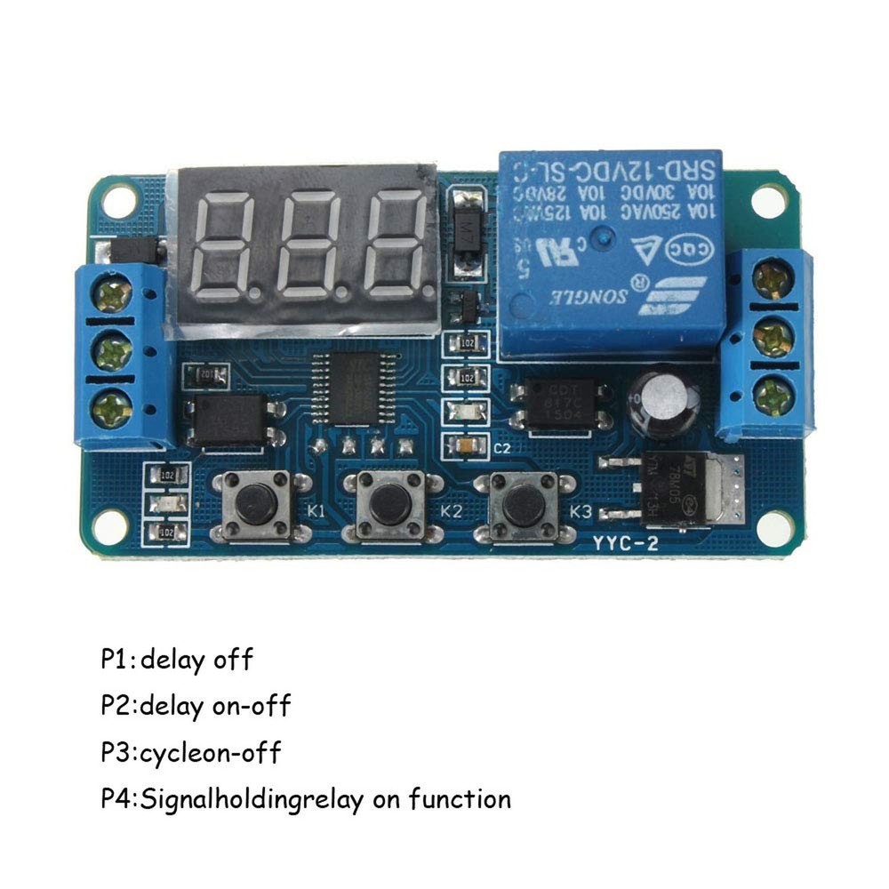 1Pcs Automation DC 12V Time Delay Relay Module LED Display Digital Delay Time...
