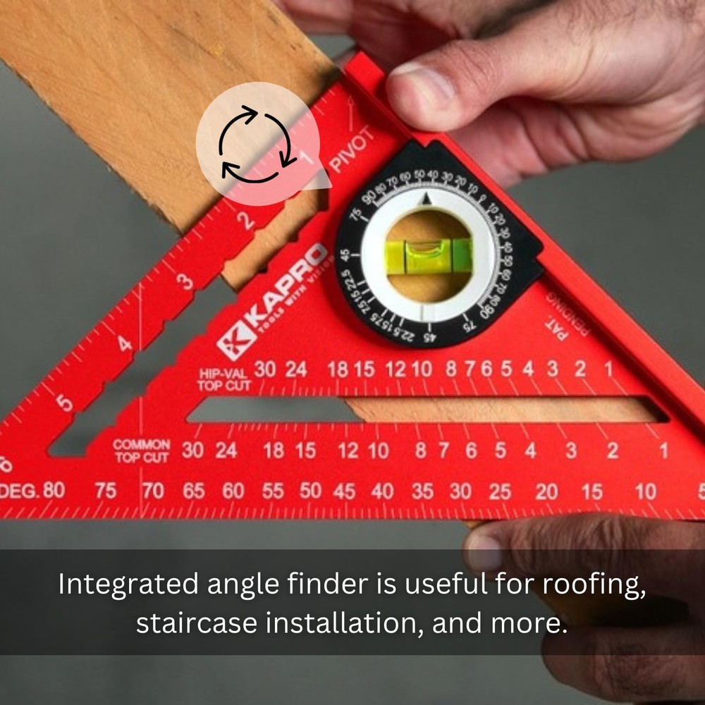 449-7 Rafter Square with Protractor Vial Level - Anodized Aluminum Triangle