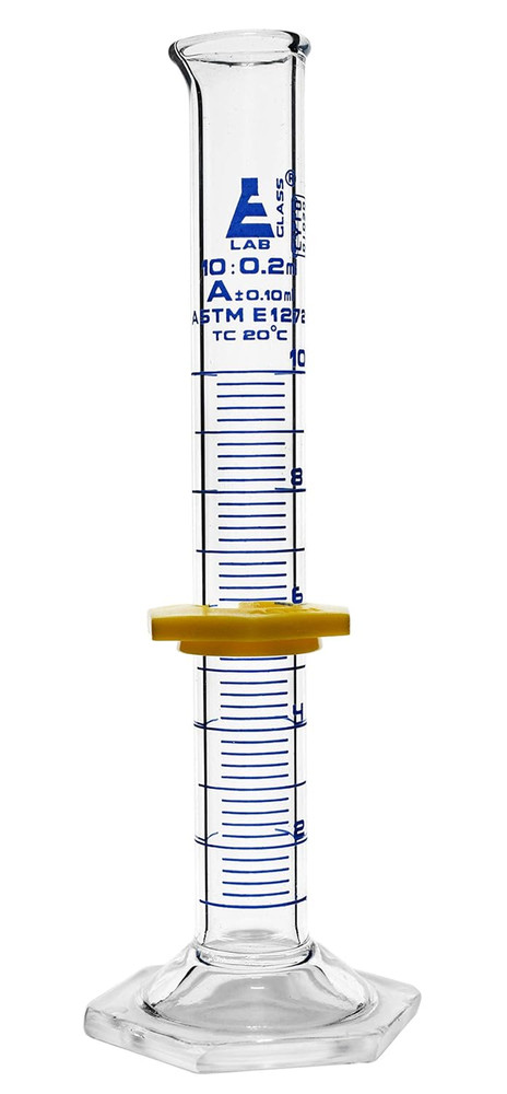 Graduated Cylinder, 10Ml - ASTM, Class a Tolerance ±0.10Ml - Protective Collar,