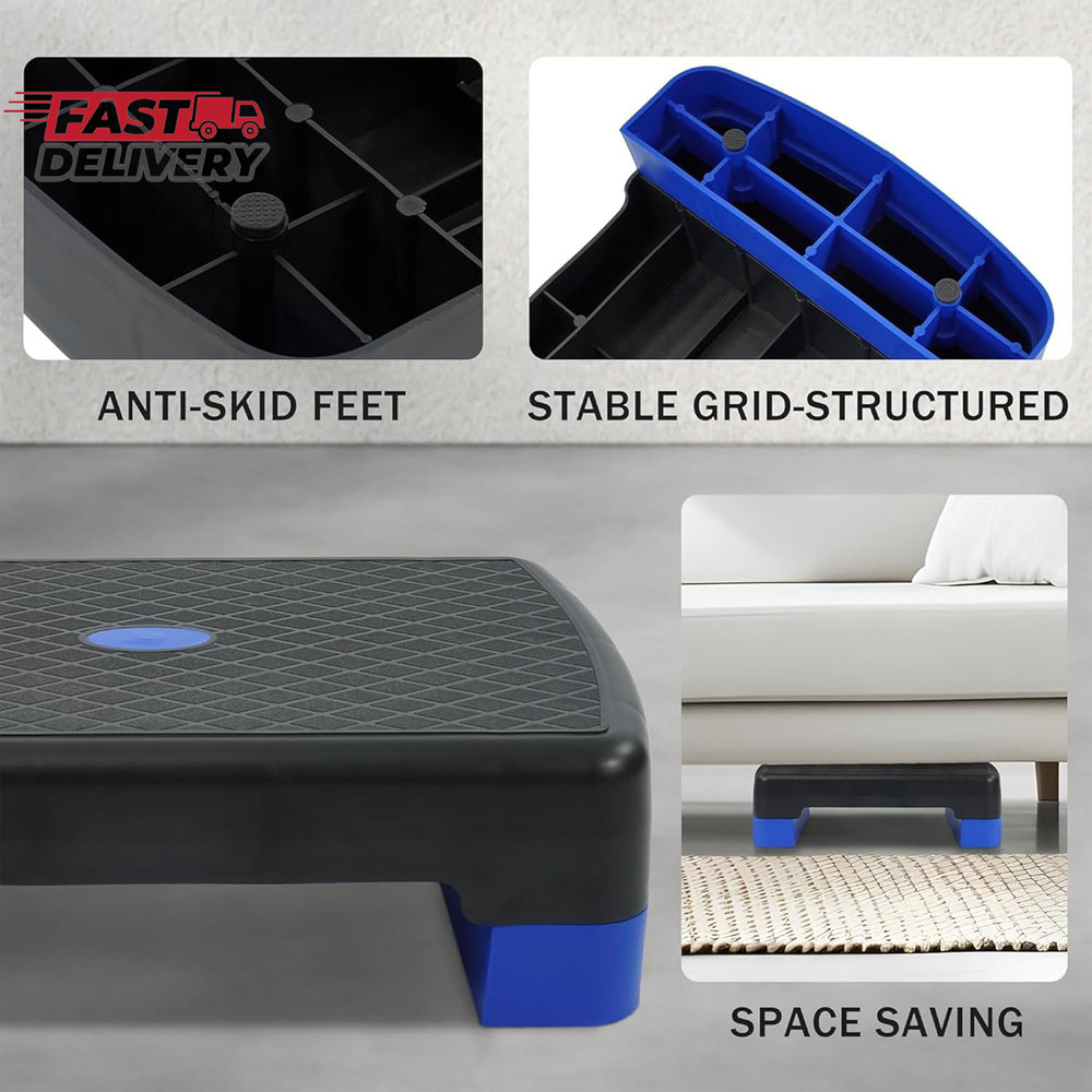 Fitvids Aerobic Step Platform Trainer with Adjustable 2-Level Risers, 400 Pound