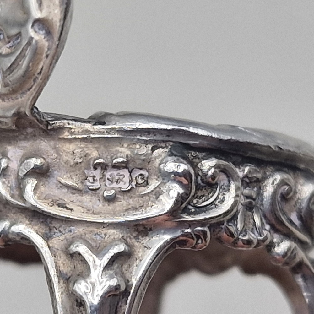 Vintage Solid Silver Miniature Dollhouse Table & Two Cherub Chairs