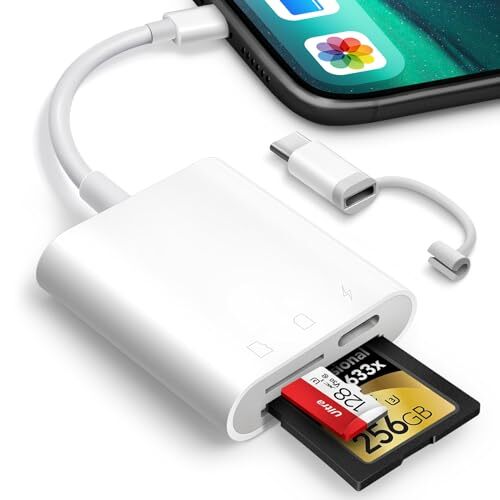 SD Card Reader for iPhone iPad, Digital Trail 2 Slots to (Lightning+USBC)