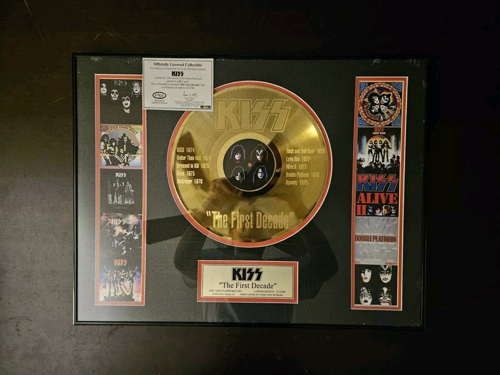 RARE KISS 2005 The First Decade 24KT Gold Plated Record Limited Edition 151/2500