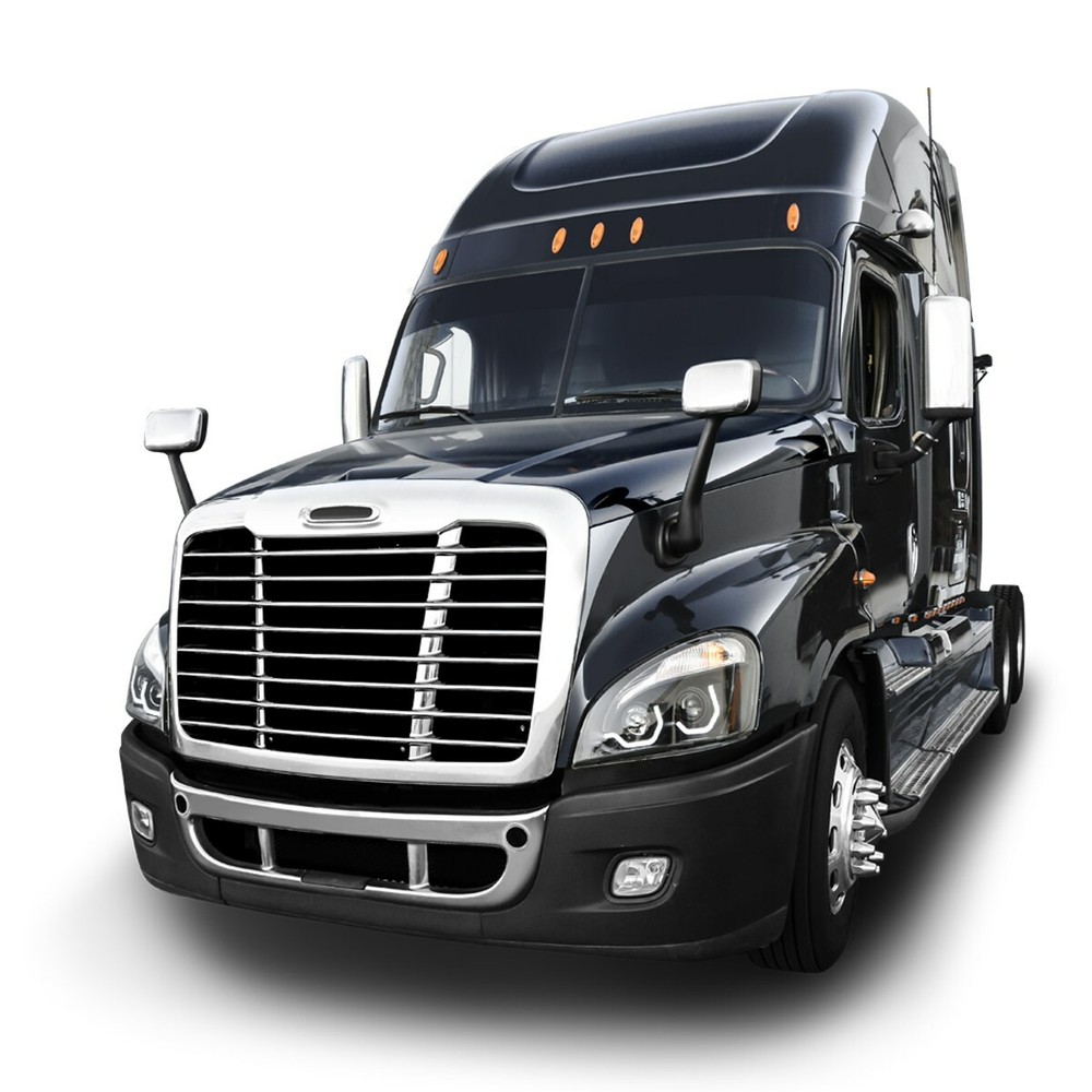 PAIR FREIGHTLINER CASCADIA BLACKED PROJECTOR HEADLIGHT W/WHITE LED RUNNING LIGHT