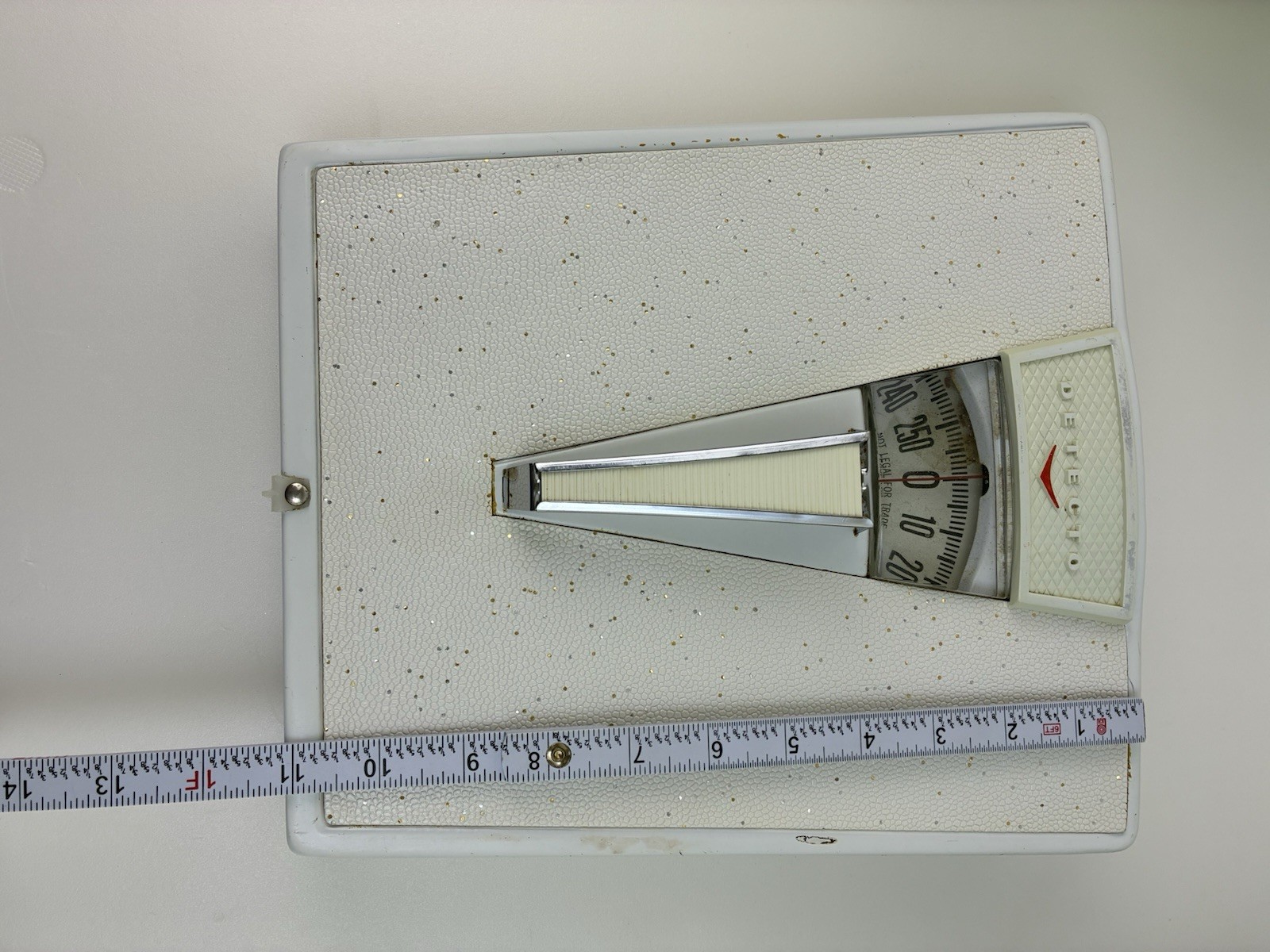 Art Deco Detecto Bathroom Scale White Gold Speckles Vintage Weight Scale