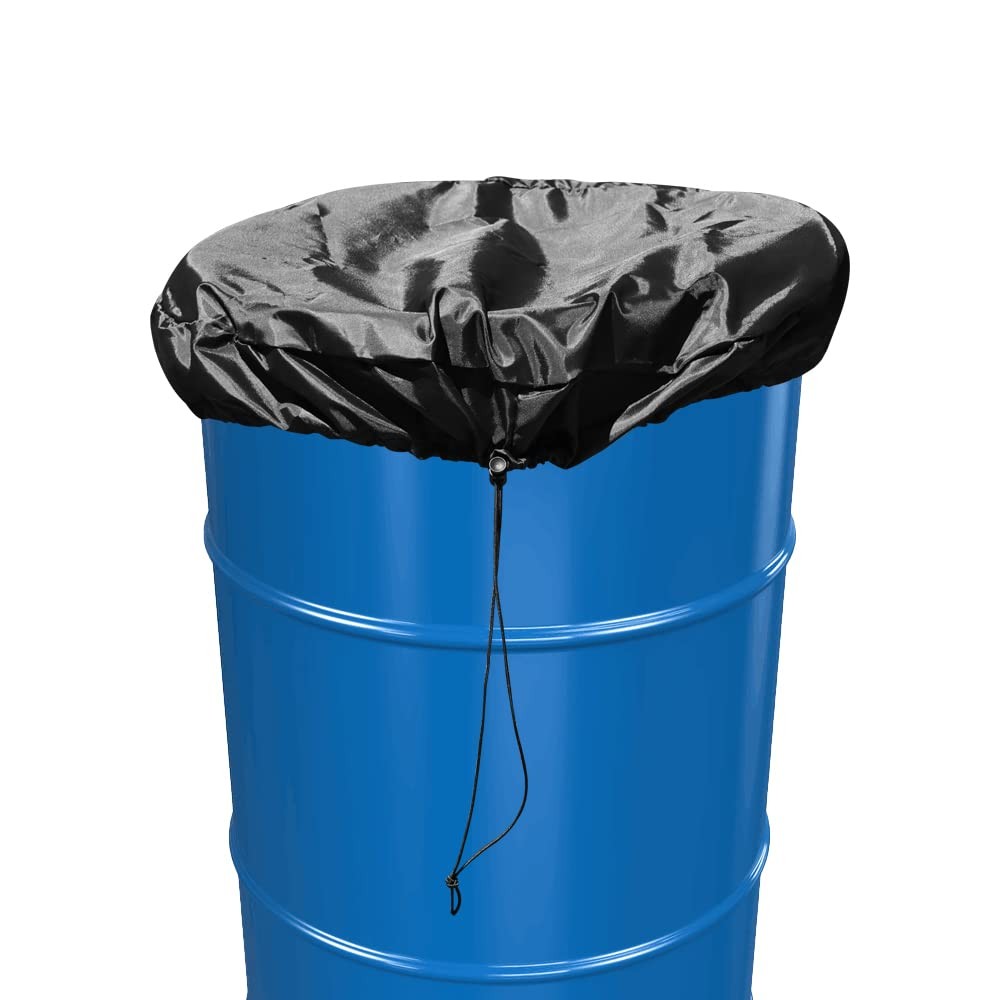 55 Gallon Drum Cover - Stretchable Adjustable Drum Cover with Drawstring, Oxf...