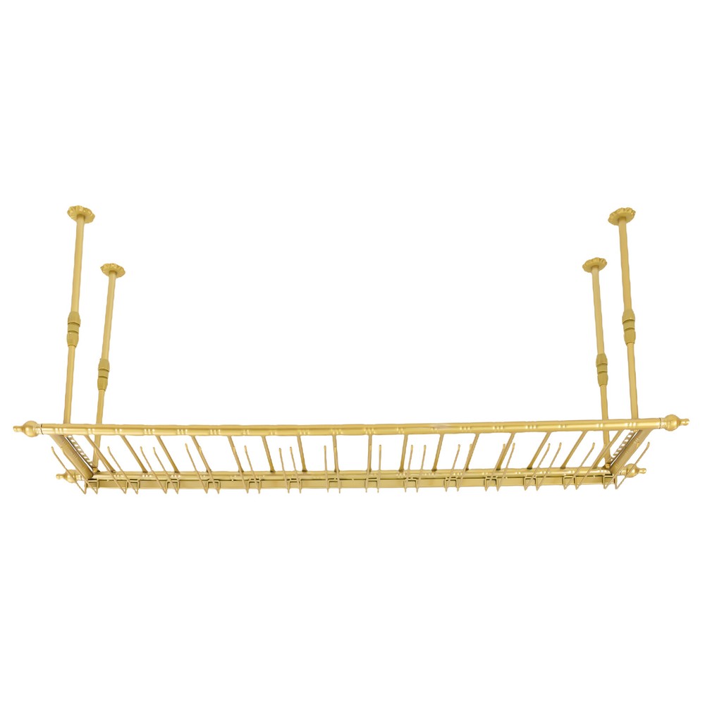60" Rustic Bar Floating Shelf, Ceiling Mounted Hanging Wine Rack Bottle Holder