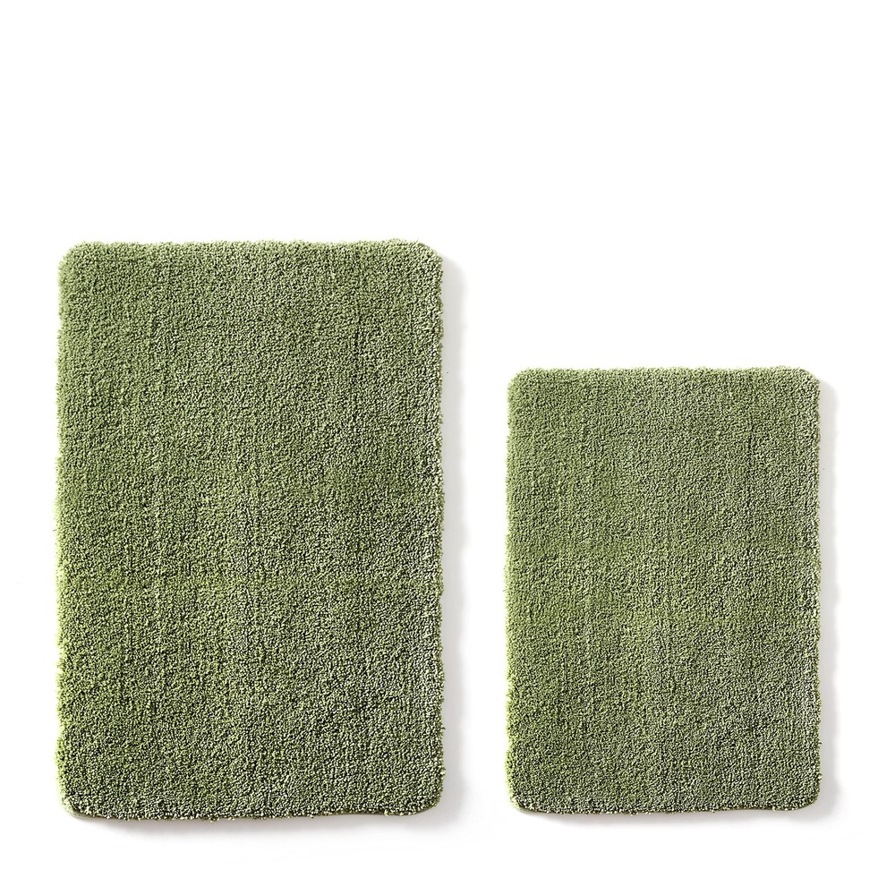 2 Piece Solid Microfiber Soft Bathroom Rug Set Non-Slip TPR Backing