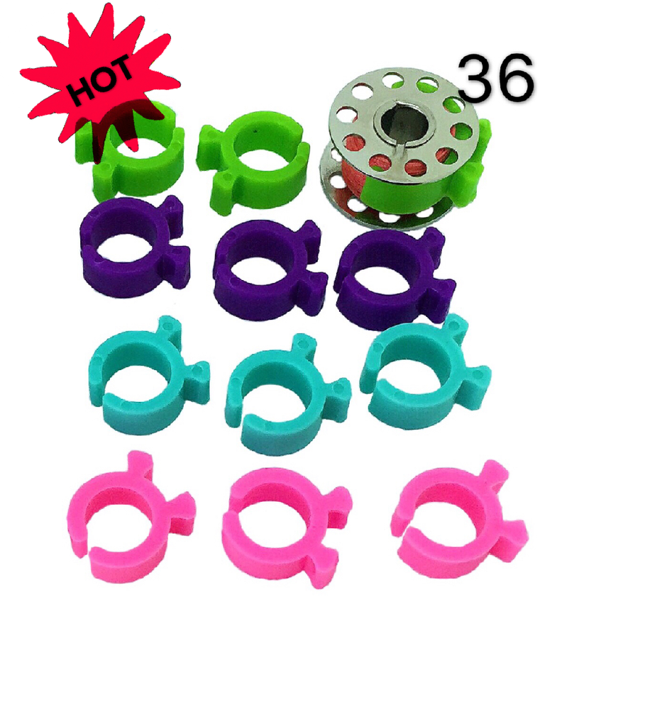 PeavyTailor 36Pcs (#12) Bobbin Holders Thread Clips Spool Huggers for Embroidery