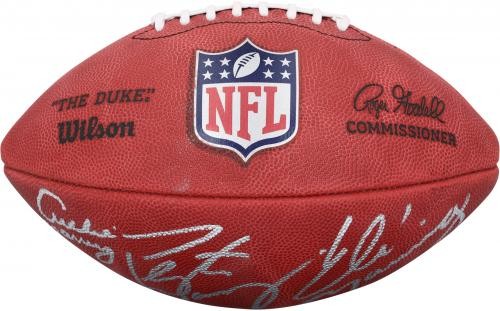 Archie, Peyton & Eli Manning Autographed Duke Color Football