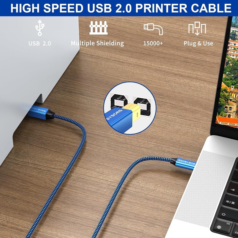 USB C Printer Cable 20ft, USB C to USB B Printer Cable, High Speed Printer Cable