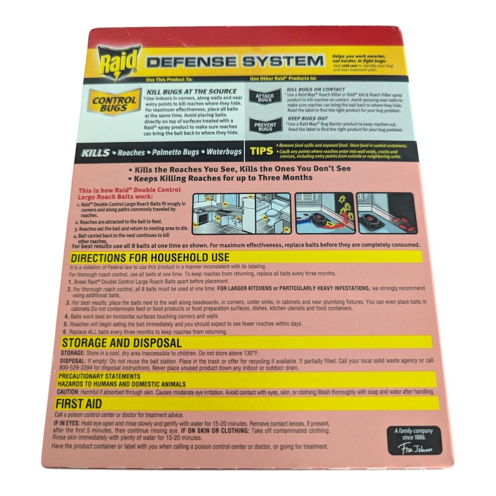 RAID Double Control Large Roach Baits 8 Count Defense System Kills For 3 Months