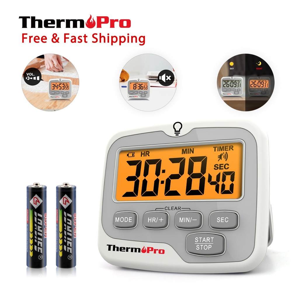 ThermoPro TM01 Digital Kitchen Timer with Backlight Countdown Count Up Timer LCD