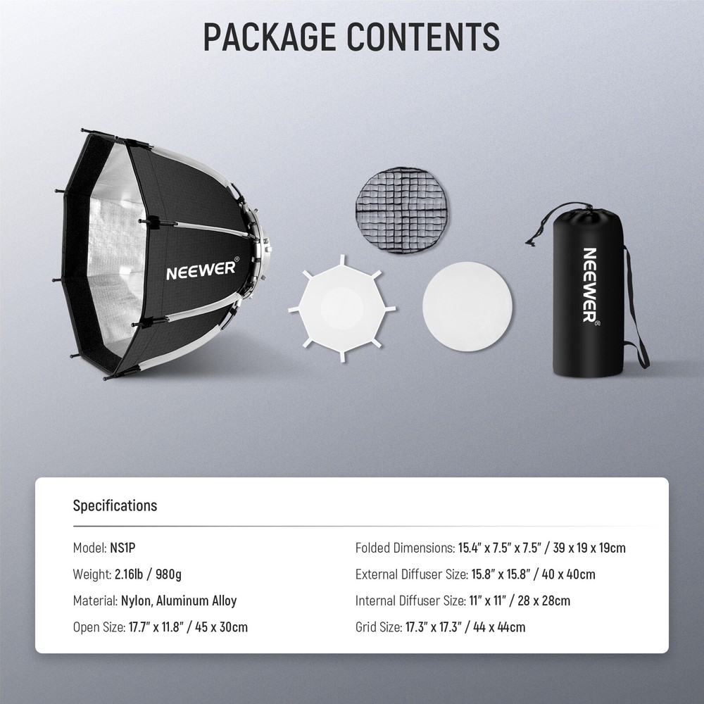 NEEWER 17.7''Octagonal Softbox Bowens Mount for Godox Aputure Video Studio Light