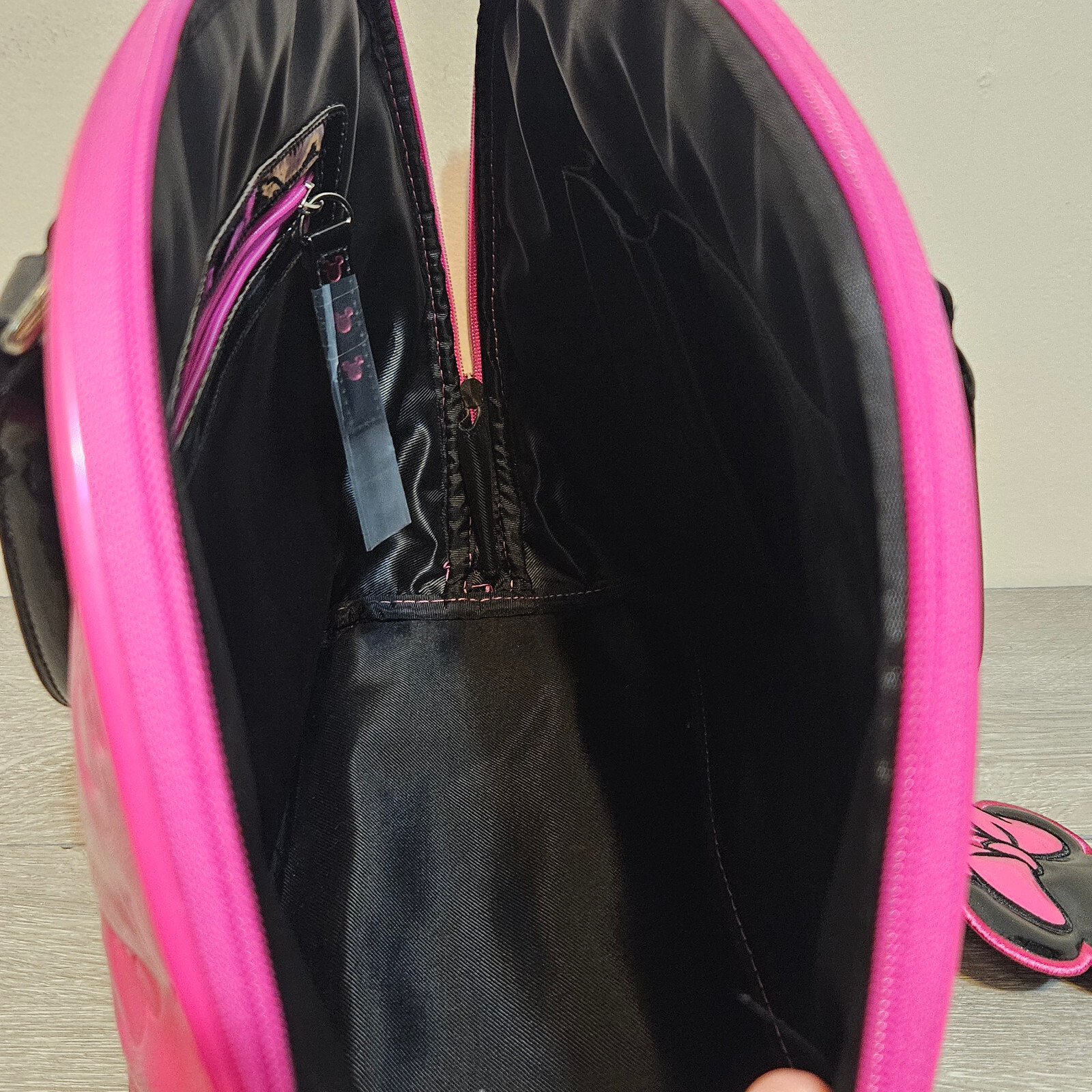 DISNEY x LOUNGEFLY Pink Minnie Loves Mickey Large Dome Satchel Bowling Bag NWD