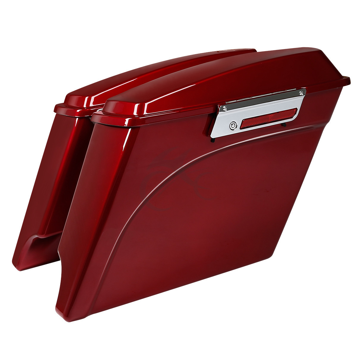 5" Stretched Saddlebags Fit For Harley Electra Glide 93-13 Velocity Red Sunglo