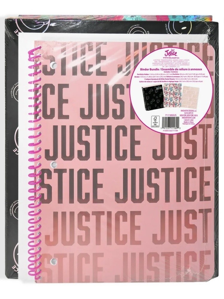 Justice Binder Bundle, 1" Binder, Notebook, Paper Pocket Folder