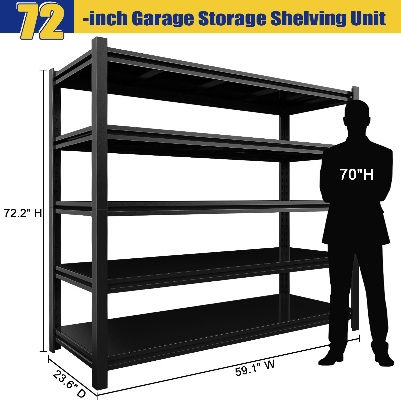 3500 lbs Garage Storage Rack 5-Tier Storage Shelving Unit with Adjustable Shelf