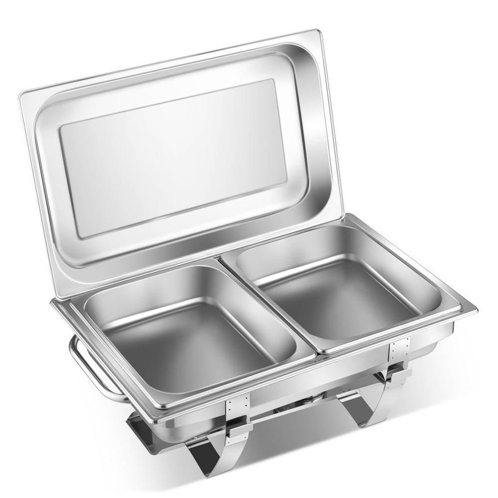 Costway 2PCSs Full Size Chafing Dish 9 Quart Stainless Rectangular Chafer Buffet