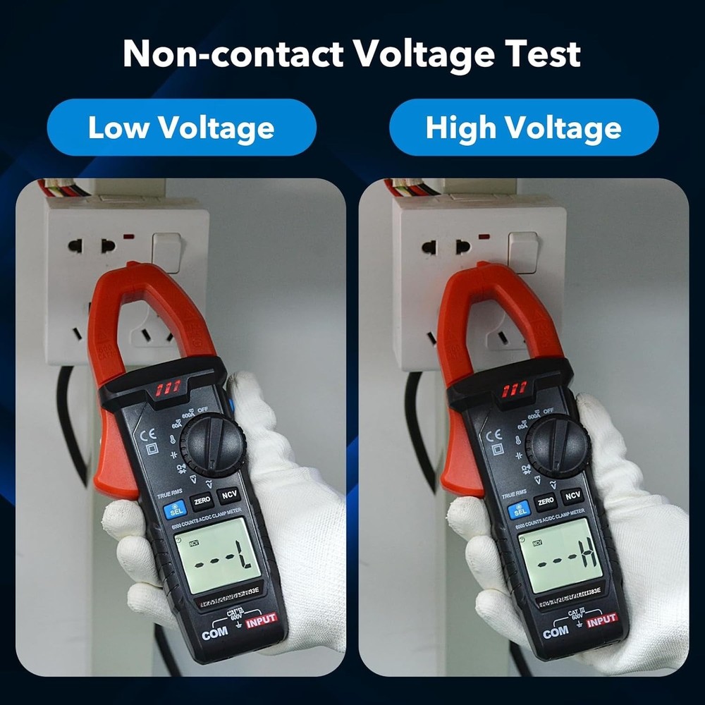Digital Clamp Meter Multimeter Tester TRMS 6000 Counts Amp Volt Meter,Diode &NCV
