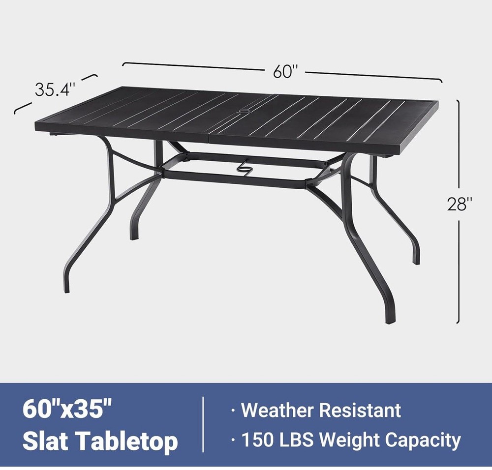Outdoor Dining Table 60"X35", Rectangle Patio Dining Table