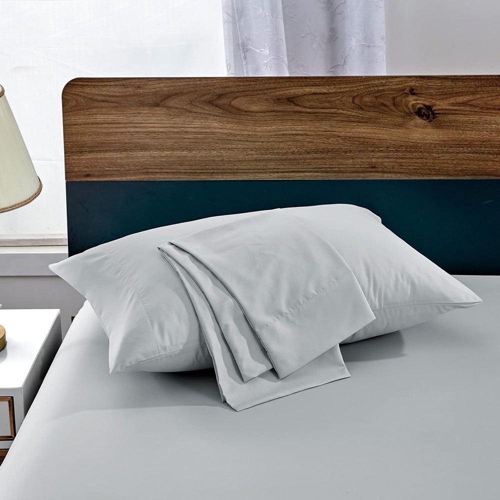 Light Grey Pillowcases King Size 12 Pack Bulk Pillowcase Set - Envelope Closure