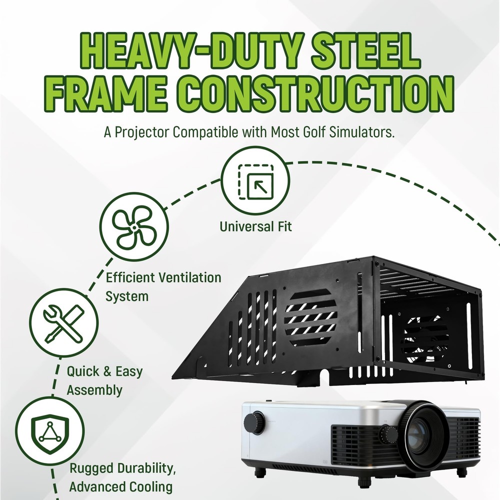 Golf Simulator Projector Cover - Floor Mounted Enclosure with Durable Full St