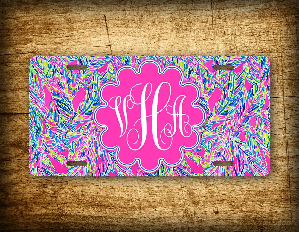 Personalized  Pink Lilly Pulitzer Monogram License Plate