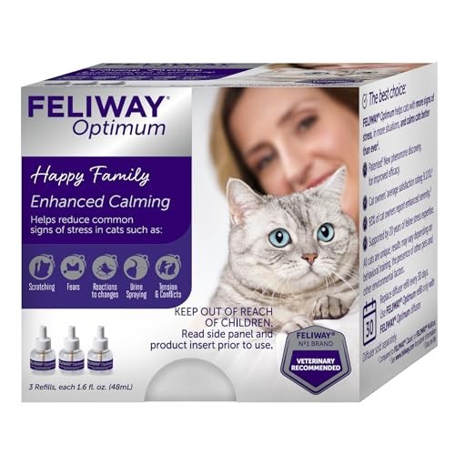 Cat Calming Pheromone Diffuser Refills - 3 x 30 Day Value Pack, Stress Relief fo