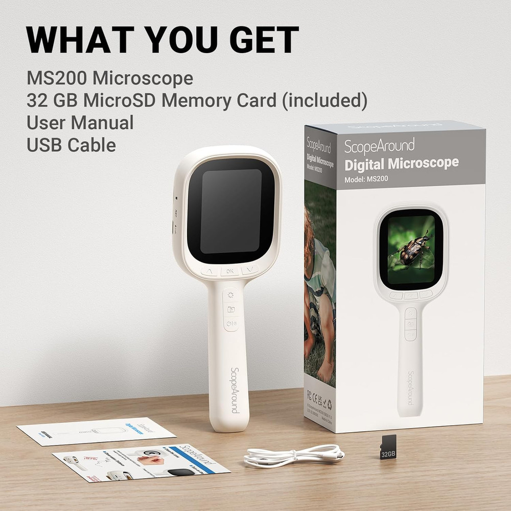 Digital Microscope, Autofocus Handheld Microscope, Magnifier with 2.8" IPS Scree