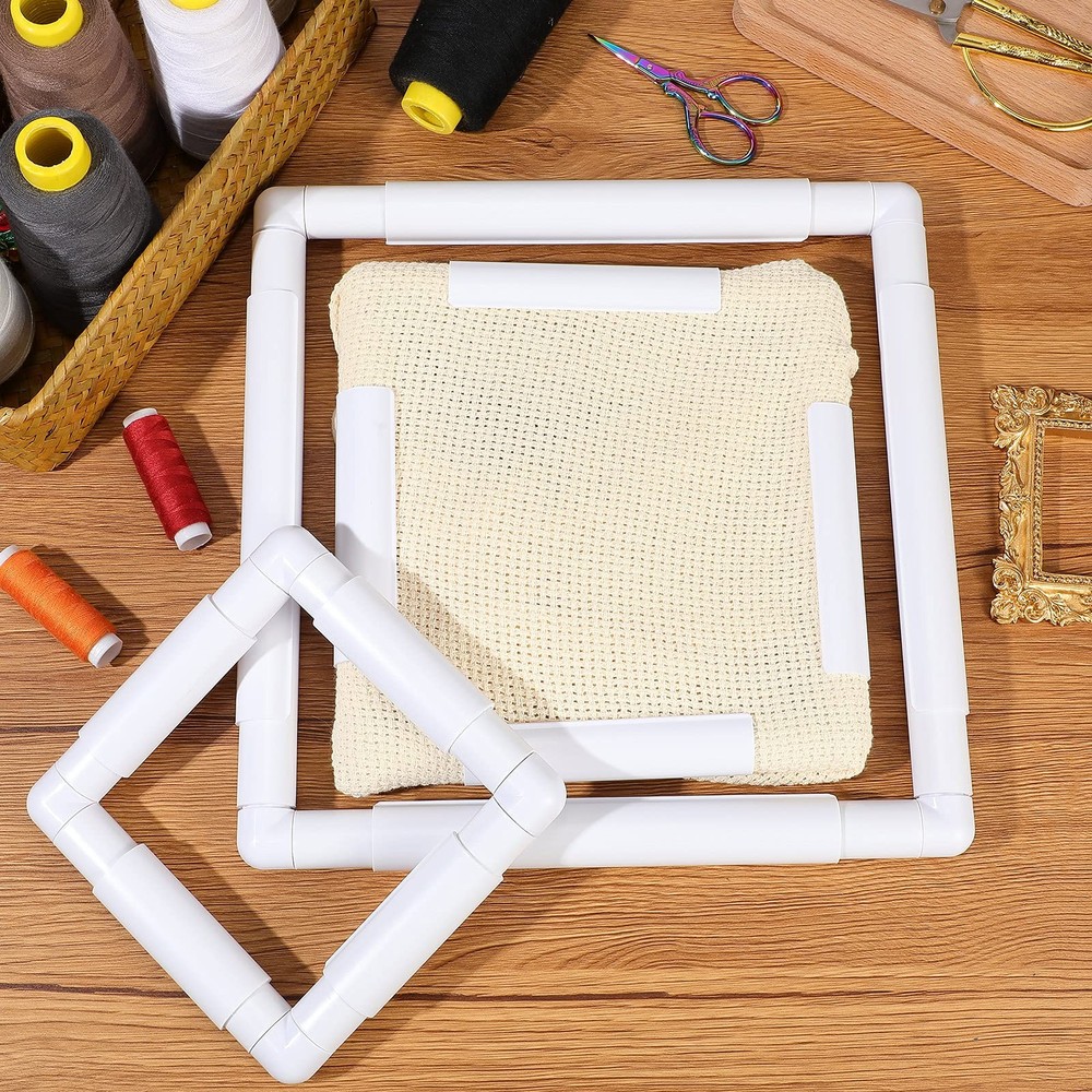 Embroidery Hoop 3 Pcs Cross Stitch Hoops and Frames White Rectangular Cross S...