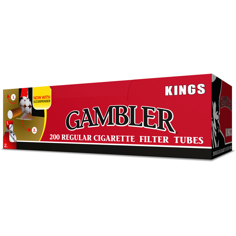 Gambler Tubes - King Size Regular Cigarette Filter Tubes (200 Per Box) 5 Boxes