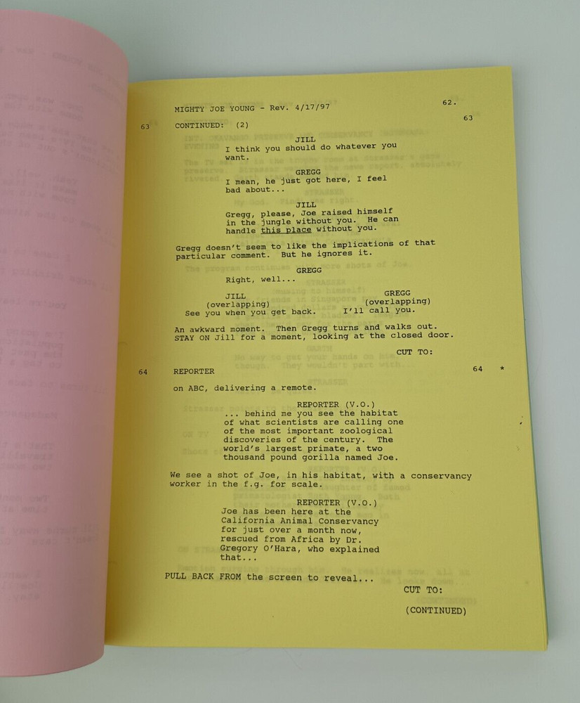 Mighty Joe Young Original Script with multiple revision page colors