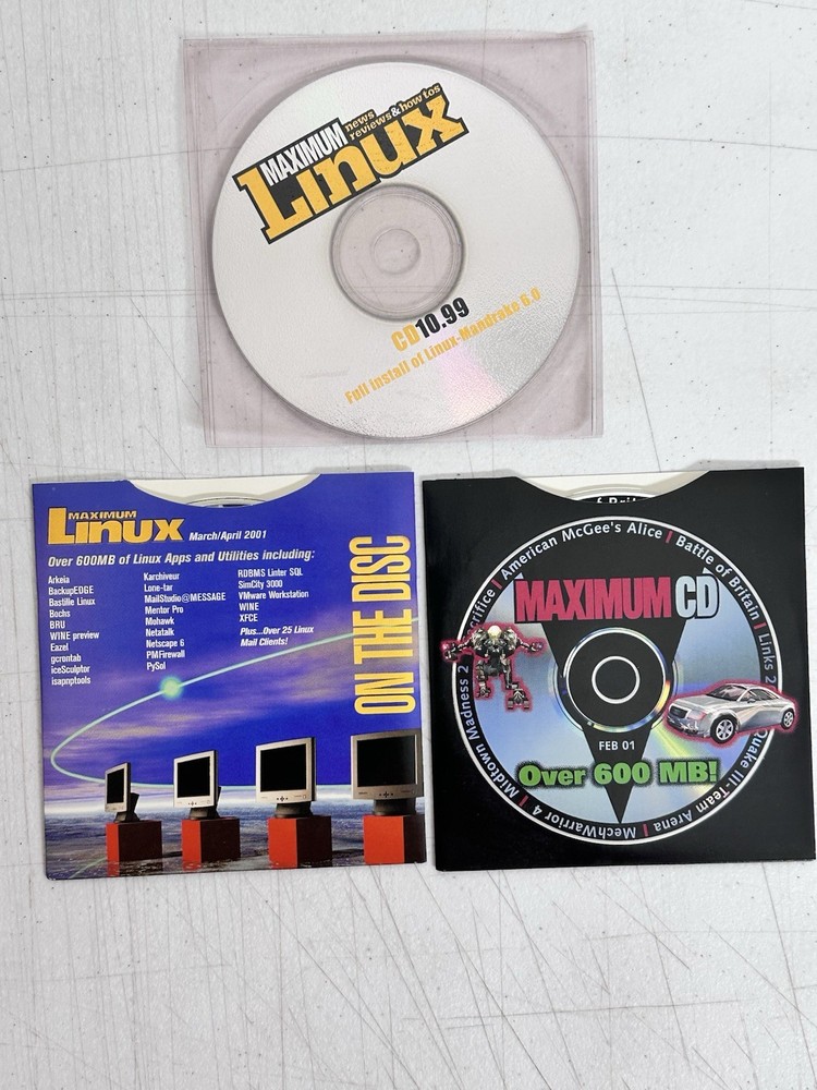 Early 2000s PC Gaming Linux Software Demos Lot Maximum Magazine CD-ROMs Vintage