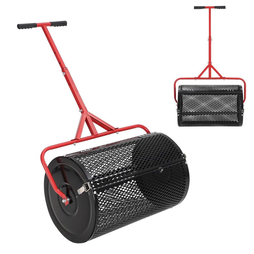 Compost Spreader Peat Moss Spreader 24"W Peat Moss Roller for Topsoil Seeding
