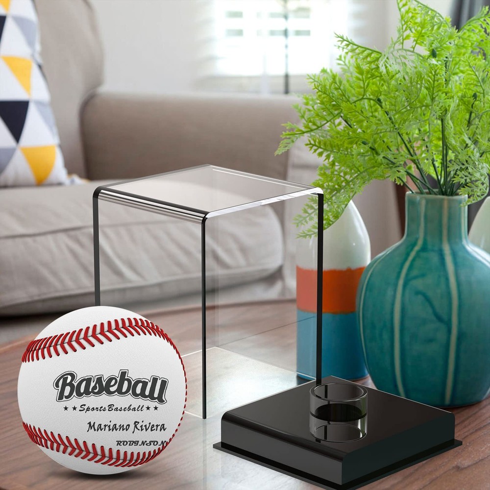 2-Pack Baseball Display Case UV Protected Acrylic Cube for Memorabilia