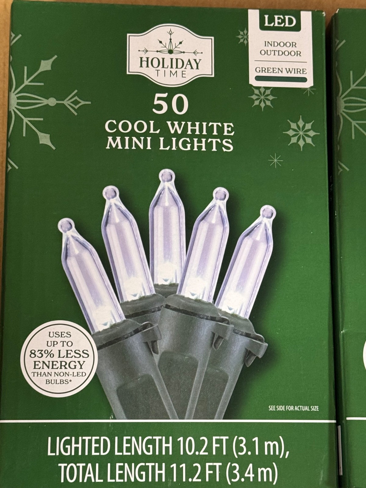 (2) NEW Holiday Time 50ct COOL WHITE Led Lights GREEN Wire Wedding 100 Total