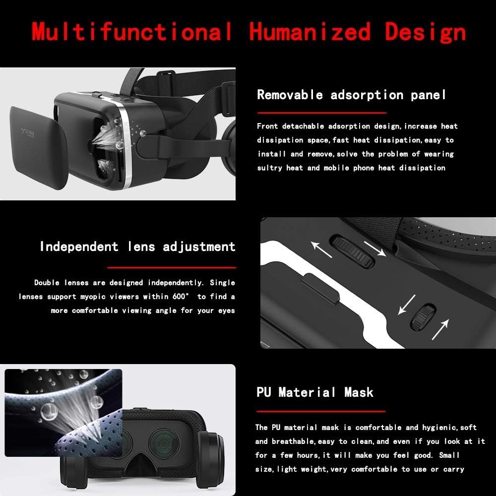 VR Headset with Remote Controller,HD 3D VR Glasses Virtual Reality Headset for V
