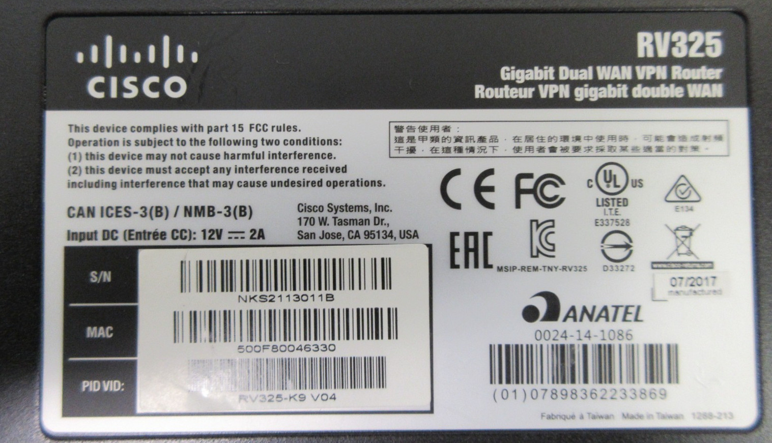 Cisco RV325 1000Mbps Dual WAN Gigabit VPN 16 Port Router