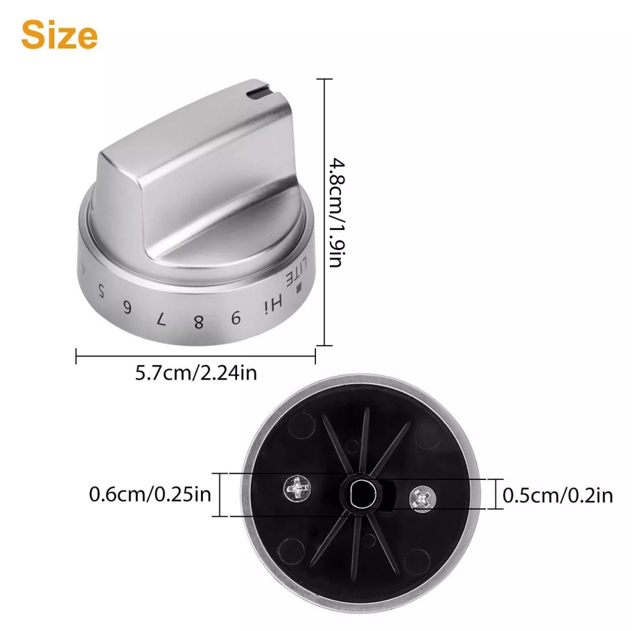 5 Pack Stainless Steel Look Control Knob Kits For GE Gas Range Stove WB03X24818
