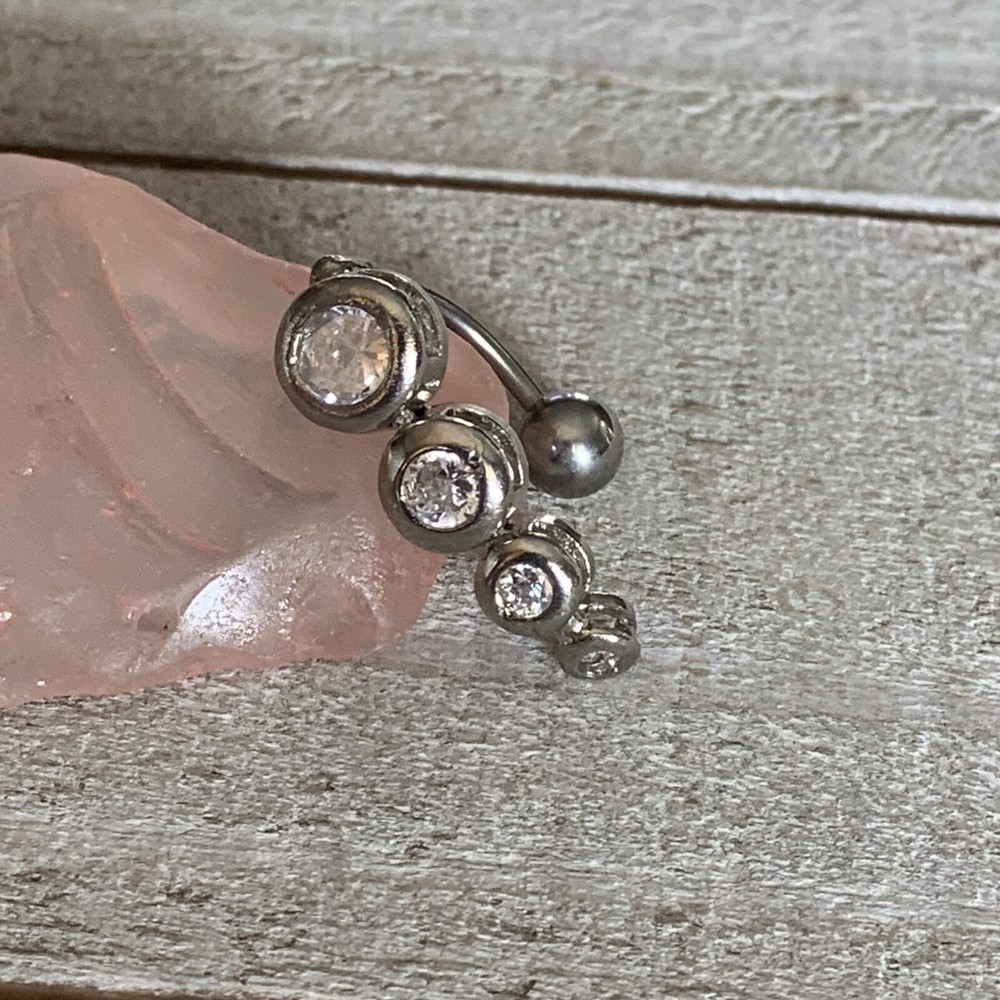 16g Clear Round Bubble Gem Reverse Top Down Dangle Belly Button Navel Ring